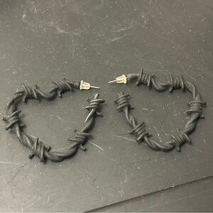Black Barbed Wire Hoop Earrings